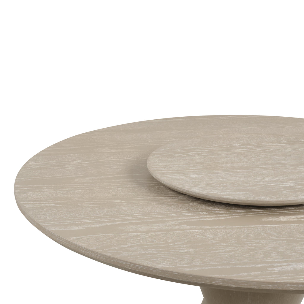 Gwendolyn Round & Lazy Susan-Cerused Taupe Dining Table