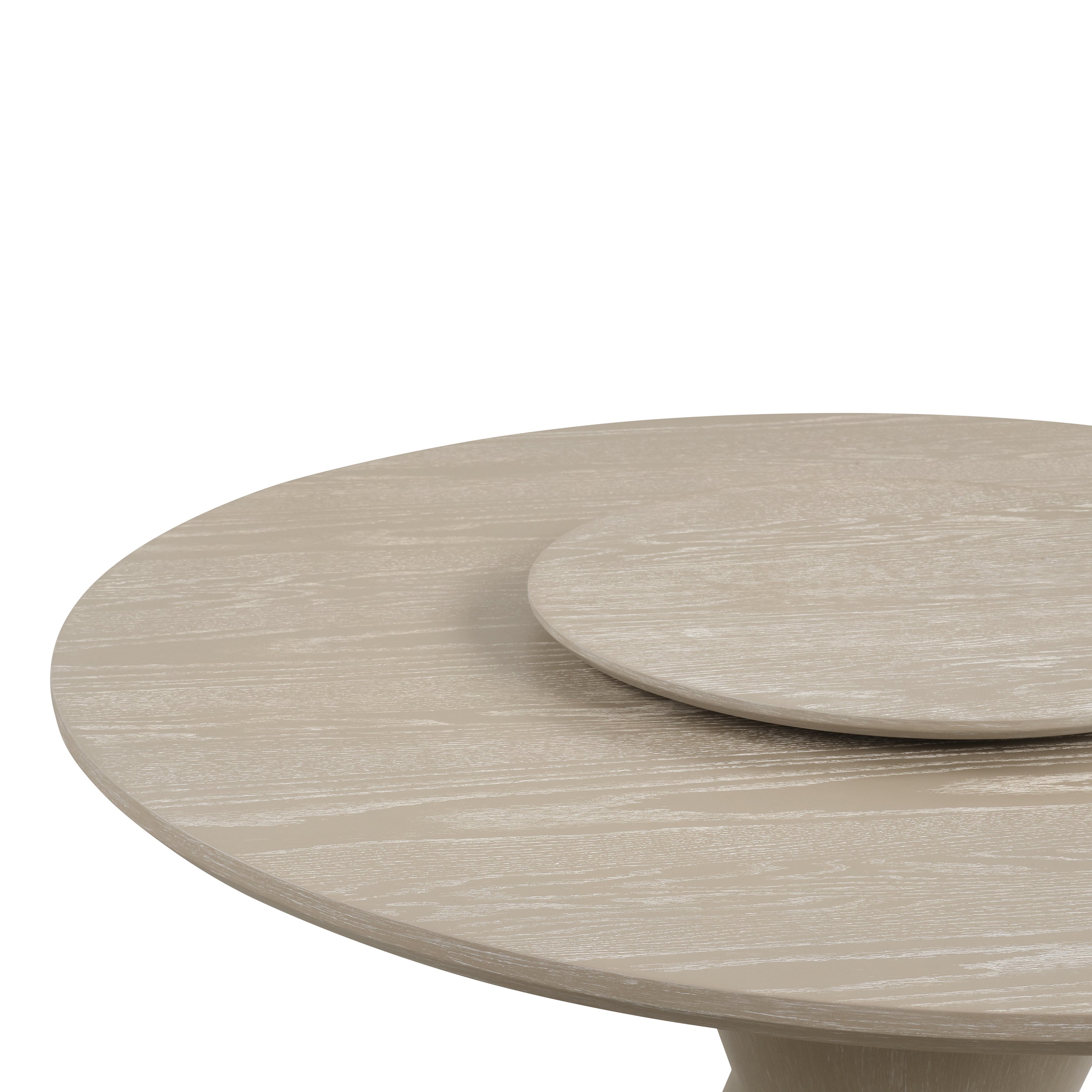 Gwendolyn Round & Lazy Susan-Cerused Taupe Dining Table