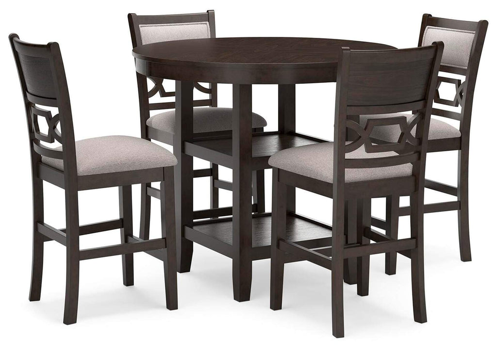 Langwest Counter Height Dining Table and 4 Barstools (Set of 5) angled view