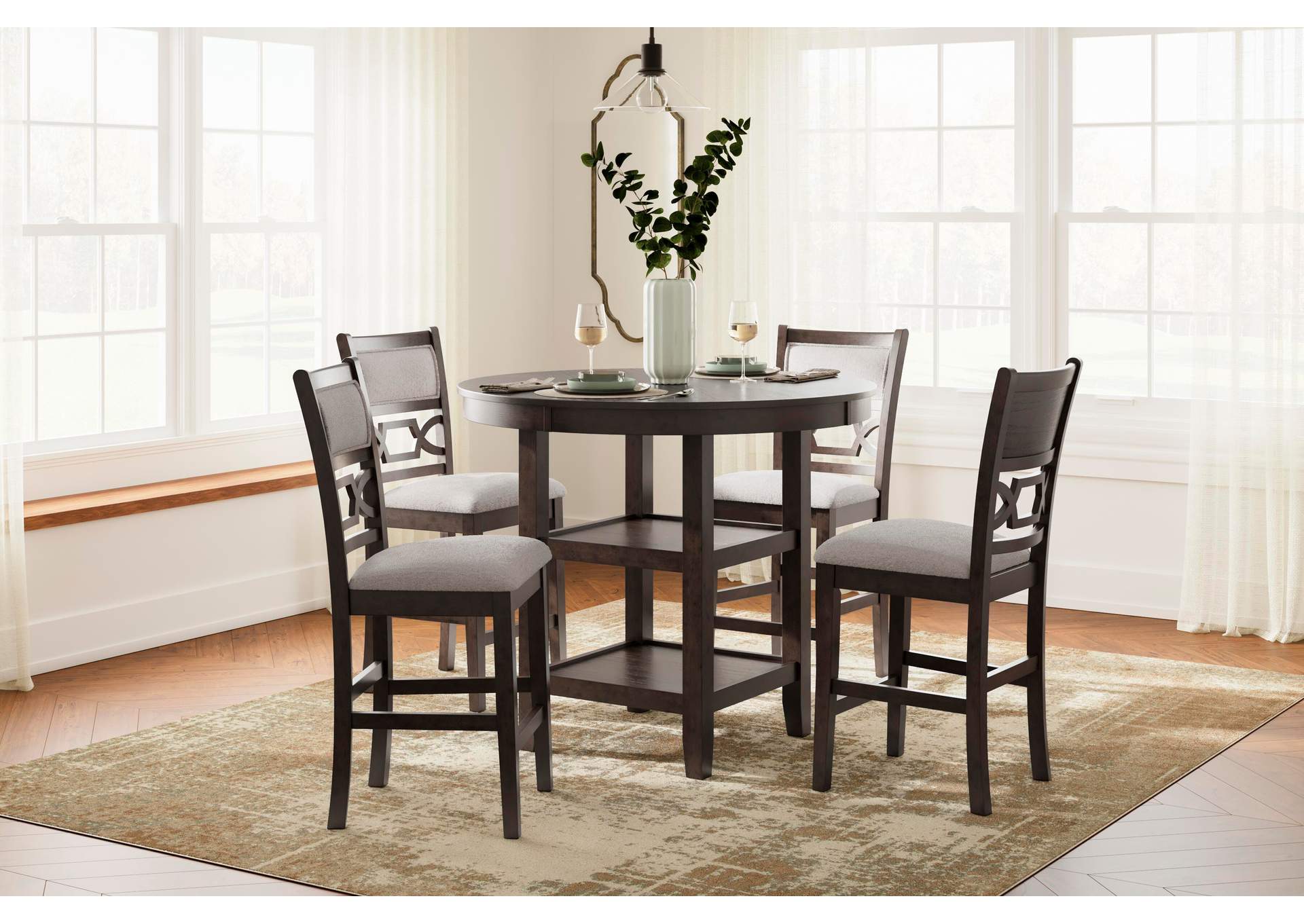 Langwest Counter Height Dining Table and 4 Barstools (Set of 5)