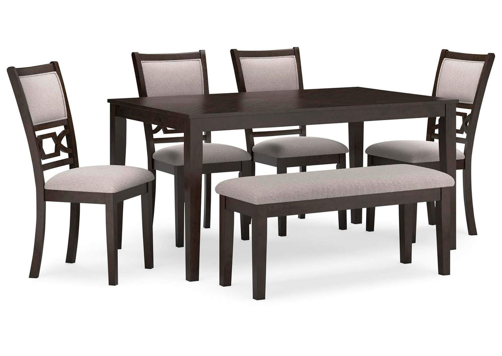 Langwest Dining Table and 4 Chairs and Bench (Set of 6) angled view