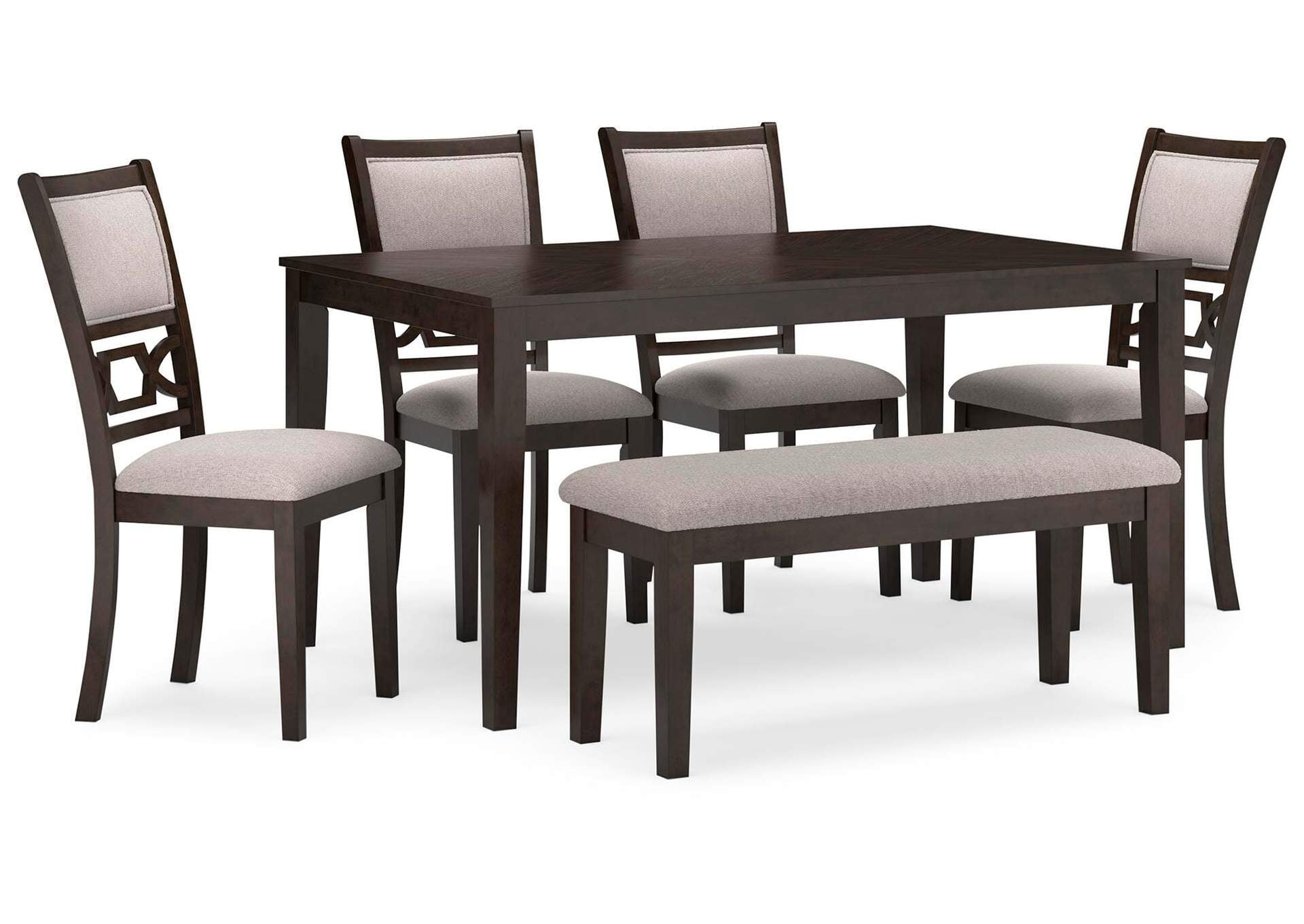 Langwest Dining Table and 4 Chairs and Bench (Set of 6) angled view