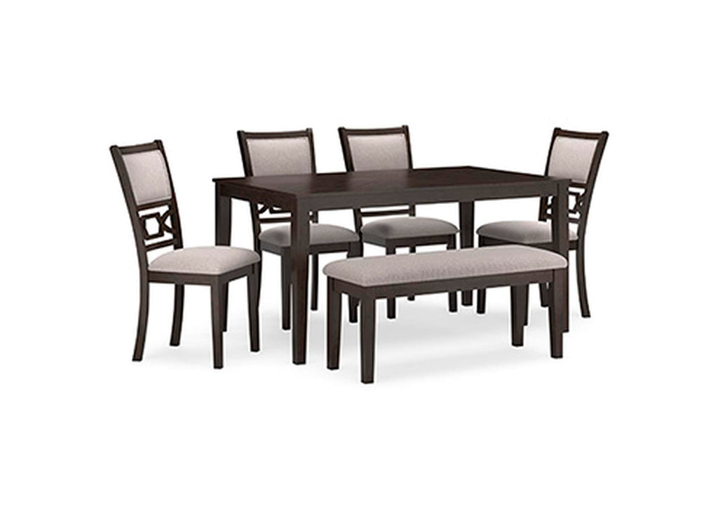 Langwest Dining Table and 4 Chairs and Bench (Set of 6) angled view