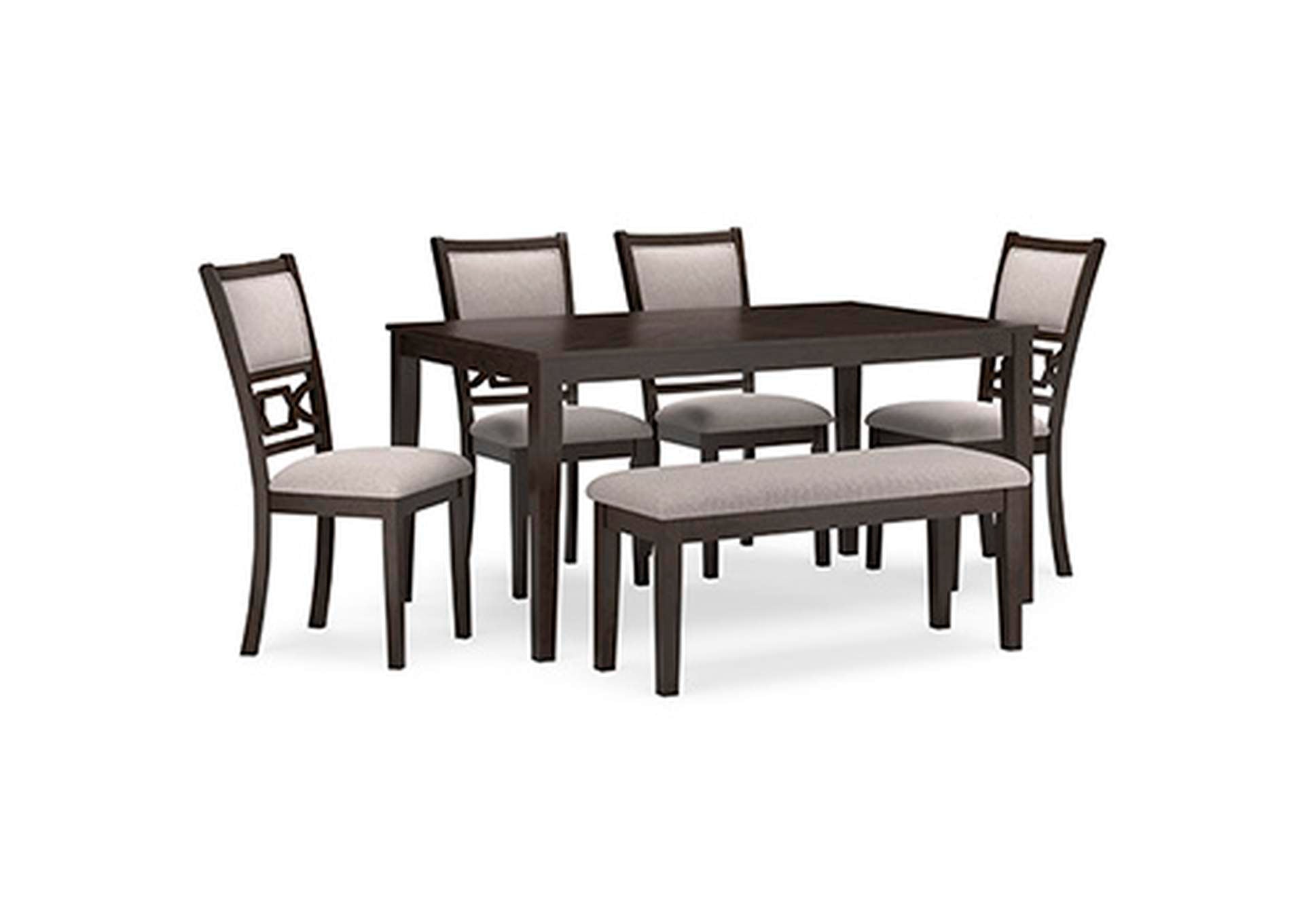 Langwest Dining Table and 4 Chairs and Bench (Set of 6) angled view