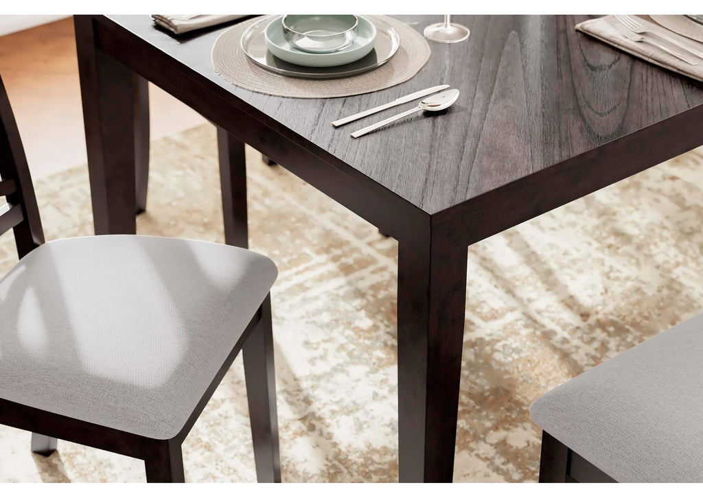 Langwest Dining Table and 4 Chairs and Bench (Set of 6) detail