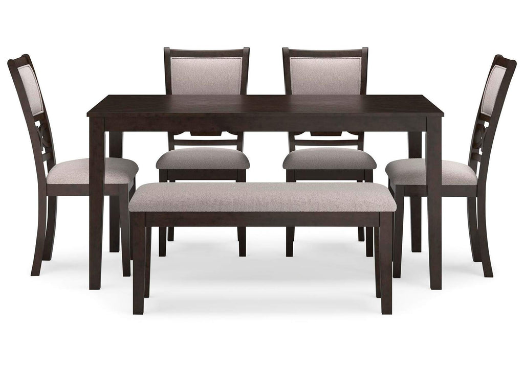 Langwest Dining Table and 4 Chairs and Bench (Set of 6)