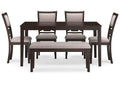 Langwest Dining Table and 4 Chairs and Bench (Set of 6)