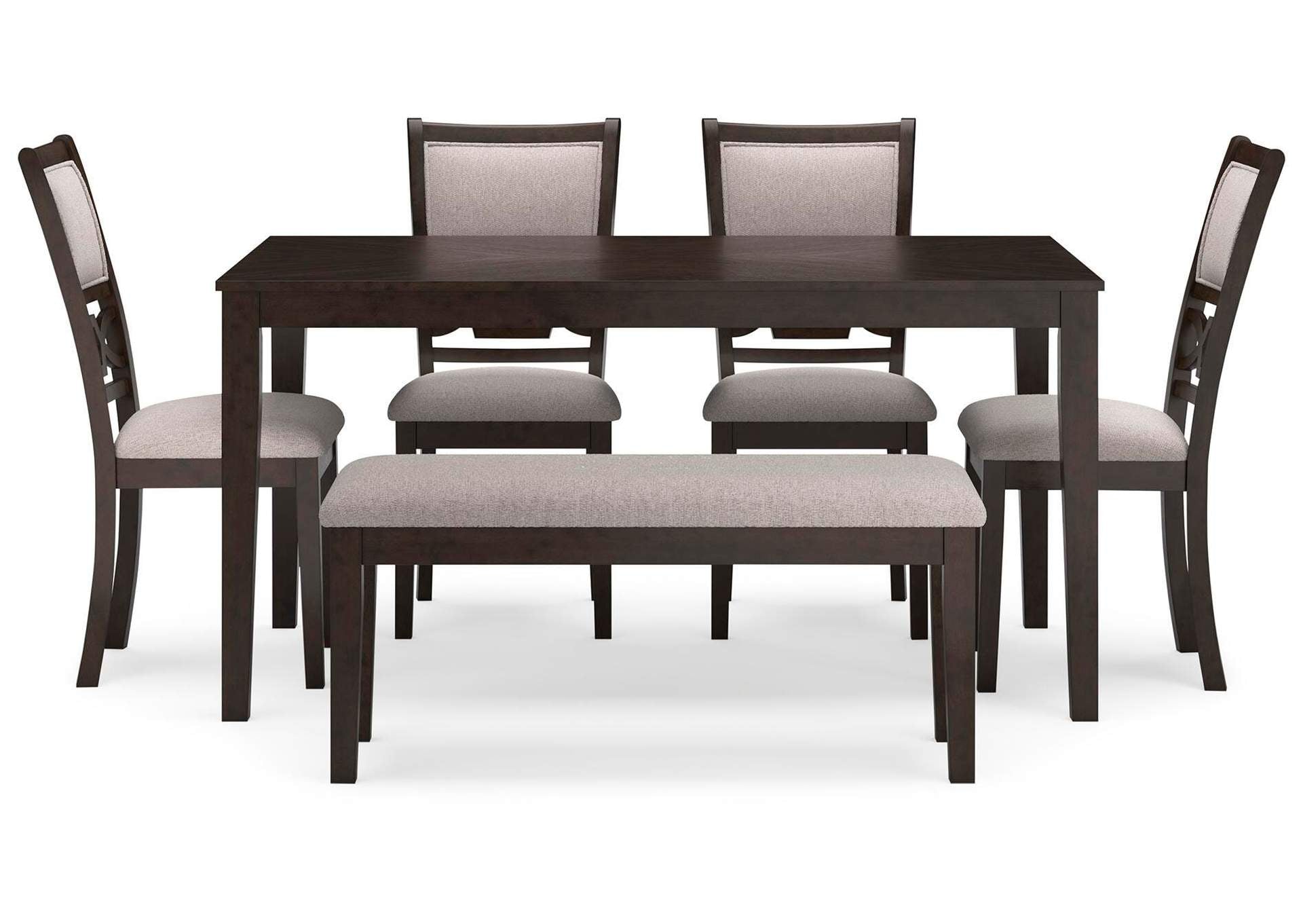 Langwest Dining Table and 4 Chairs and Bench (Set of 6)