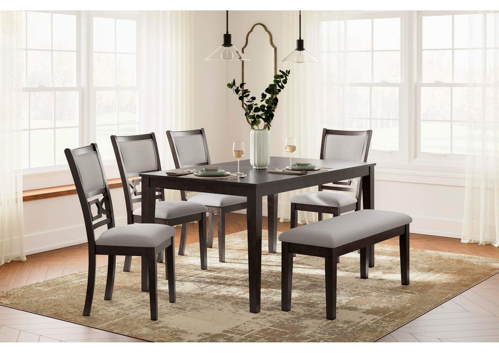 Langwest Dining Table and 4 Chairs and Bench (Set of 6)