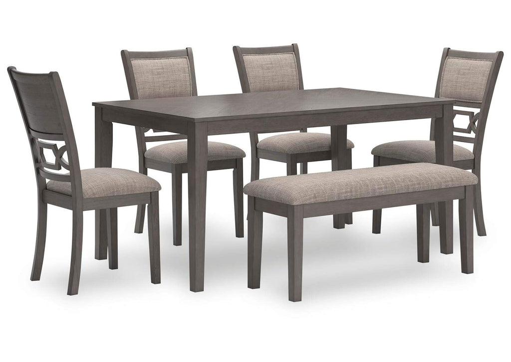 Wrenning Dining Table and 4 Chairs and Bench (Set of 6) angled view