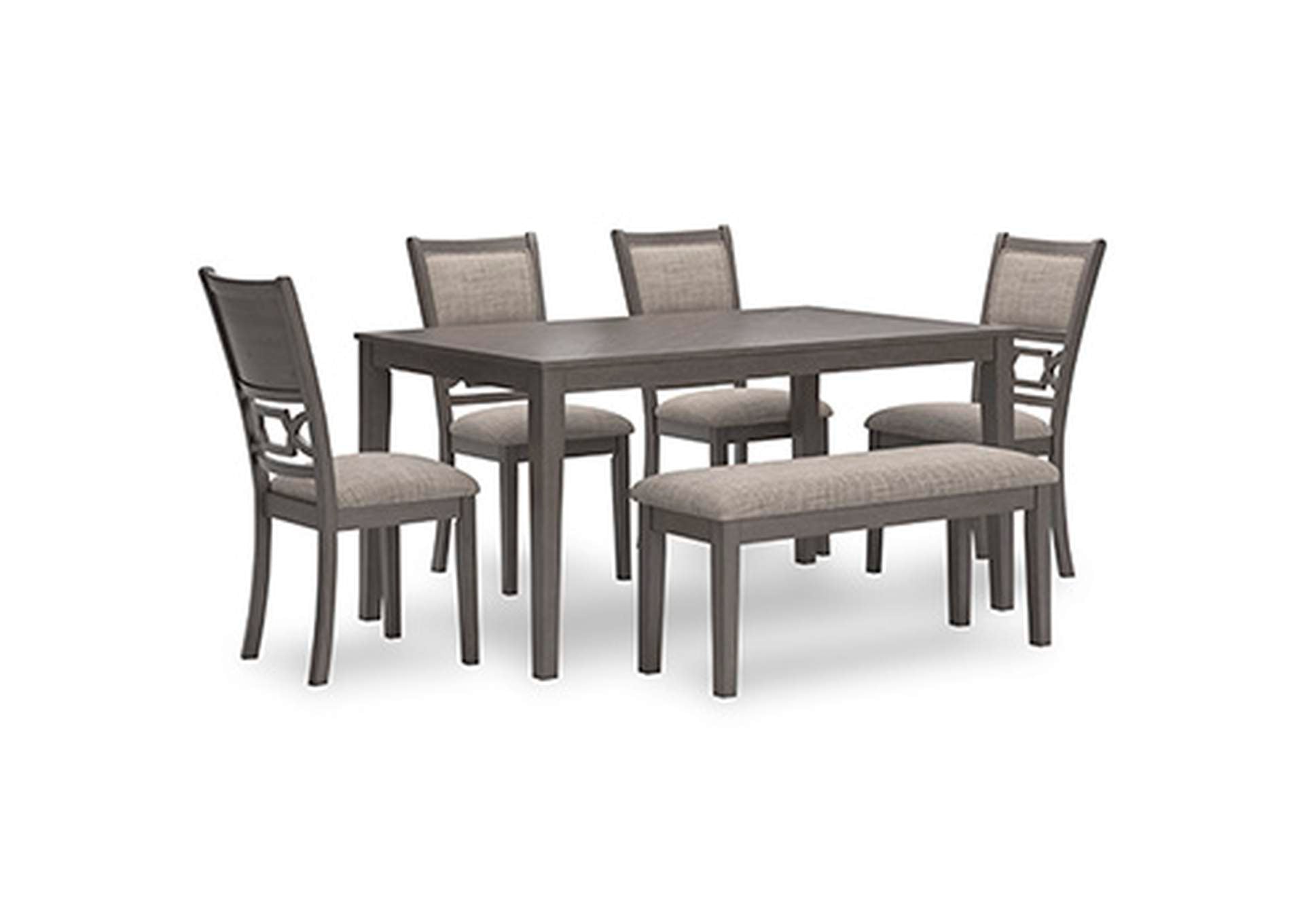 Wrenning Dining Table and 4 Chairs and Bench (Set of 6) angled view