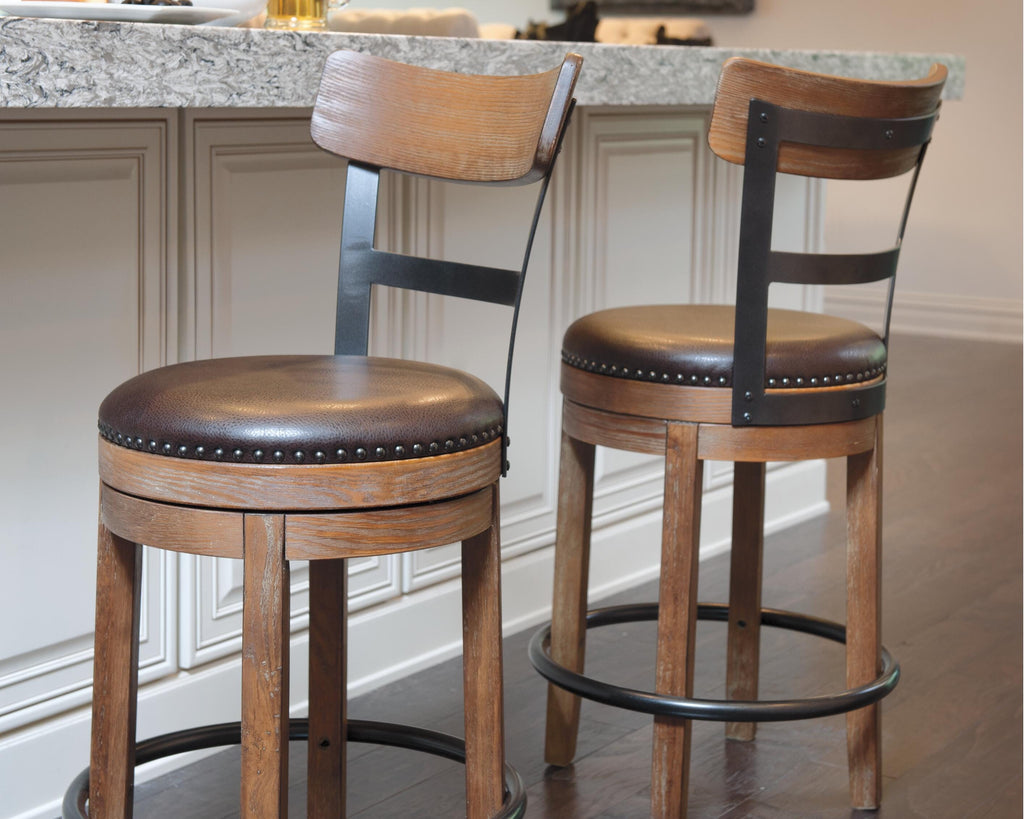 Pinnadel Counter Height Bar Stool in Light Brown, lifestyle view