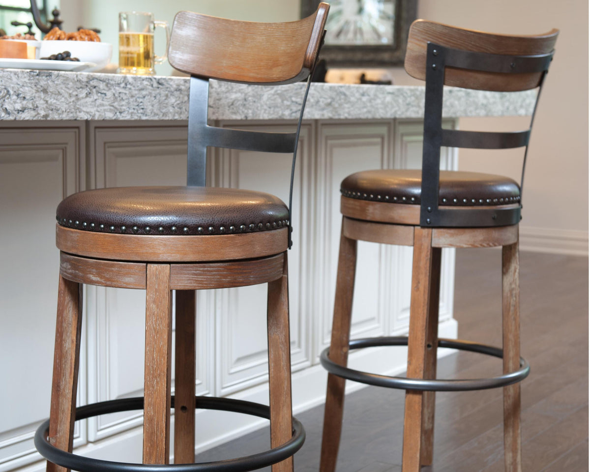 Pinnadel Bar Height Bar Stool in Light Brown, lifestyle view