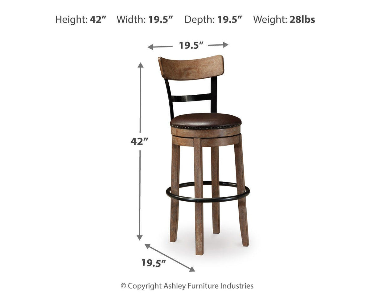 Pinnadel Bar Height Bar Stool in Light Brown, alternate view 4
