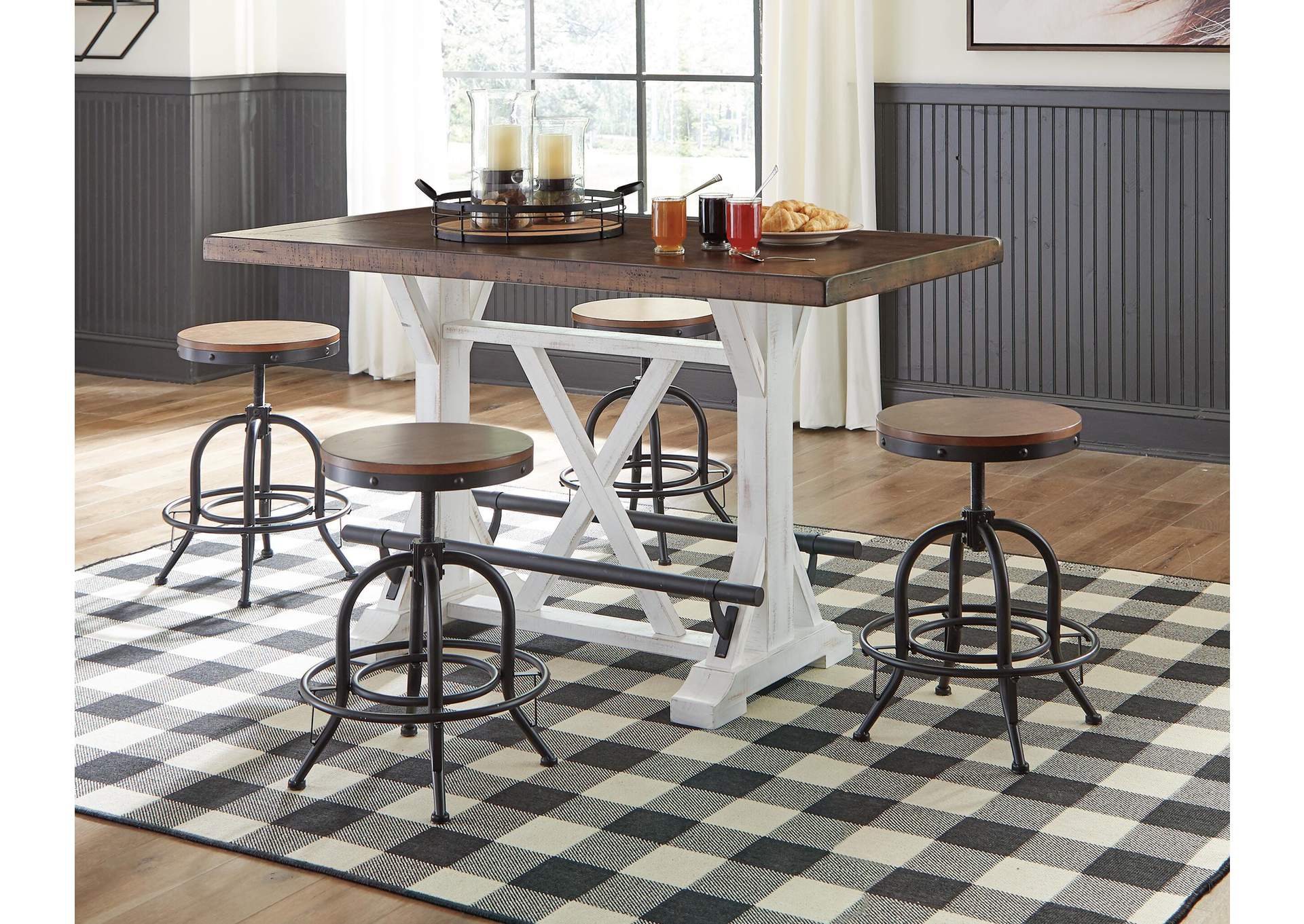 Valebeck Counter Height Dining Table and 4 Bar Stools room view
