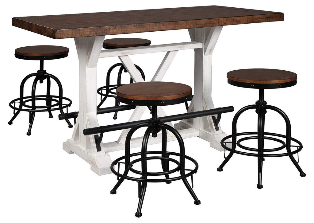Valebeck Counter Height Dining Table and 4 Bar Stools