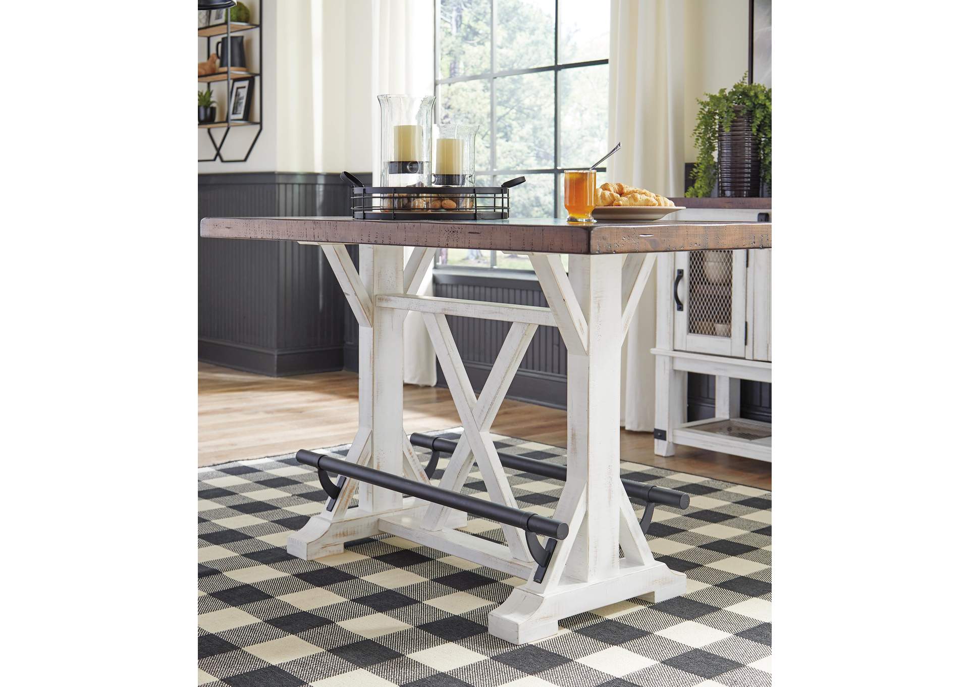 Valebeck Counter Height Dining Table and 4 Bar Stools detail