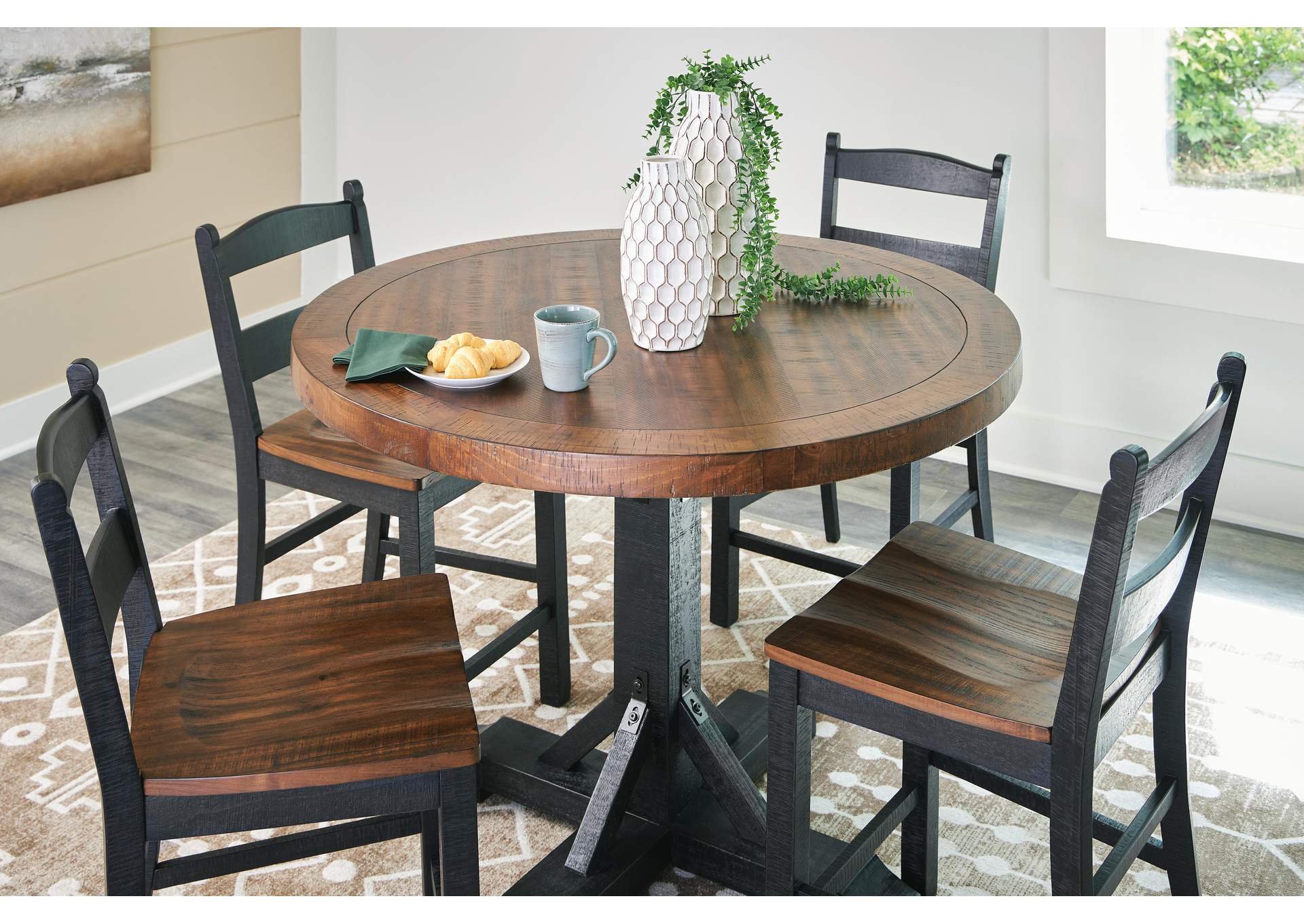 Valebeck Counter Height Dining Table and 4 Barstools