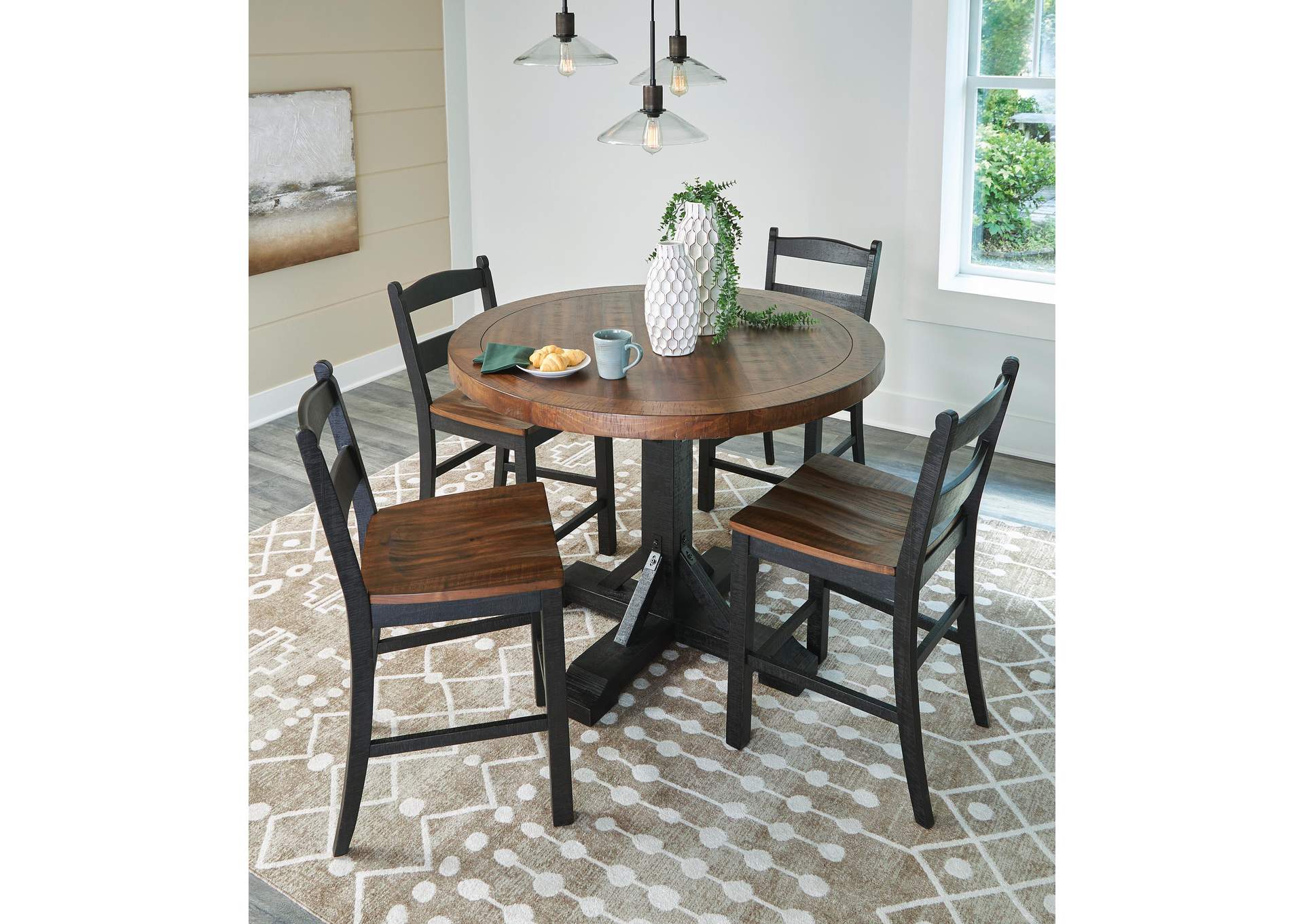 Valebeck Counter Height Dining Table and 4 Barstools