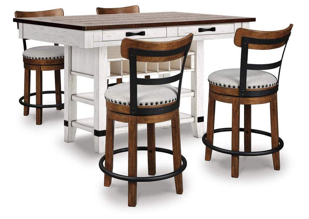 Valebeck Counter Height Dining Table and 4 Barstools