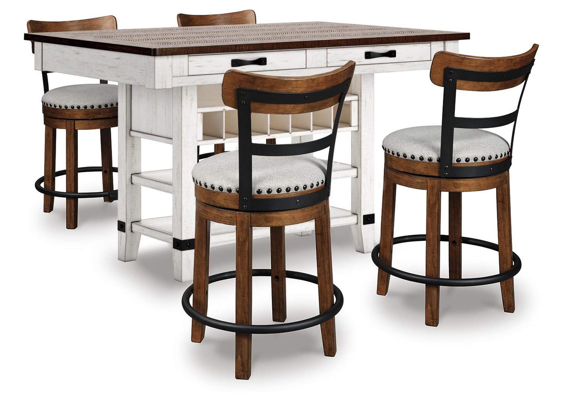 Valebeck Counter Height Dining Table and 4 Barstools
