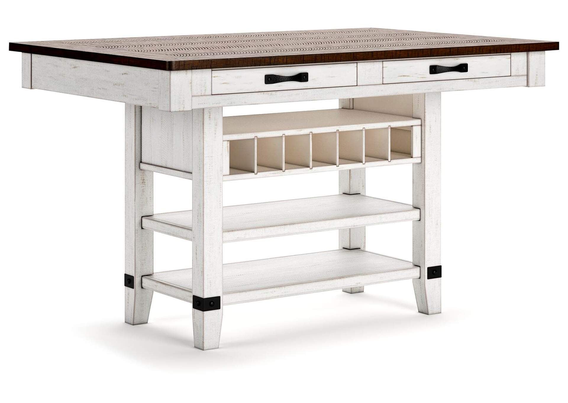 Valebeck Counter Height Dining Table and 4 Barstools angled view
