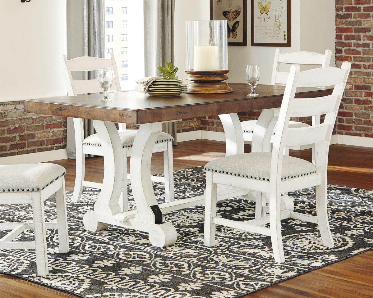 Valebeck Dining Table in White/Brown, lifestyle view