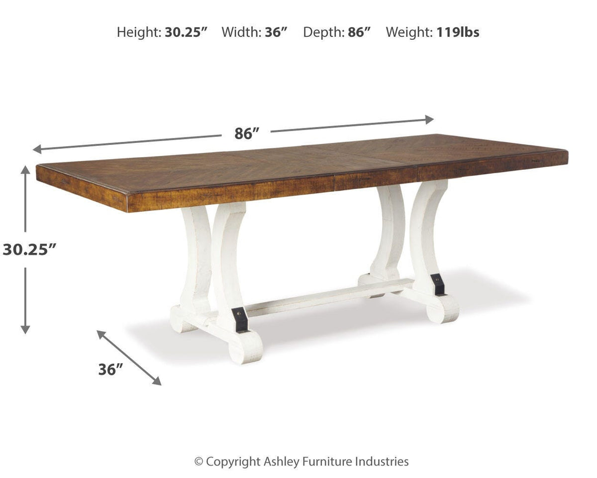 Valebeck Dining Table in White/Brown, alternate view 5