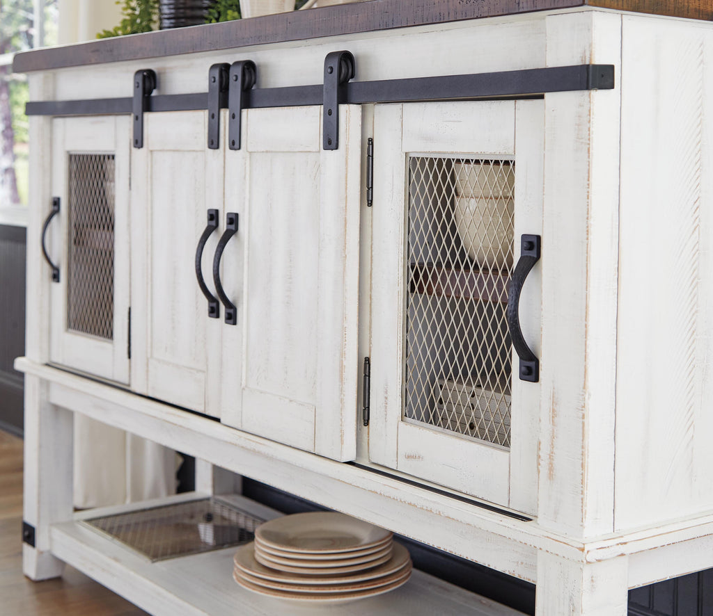 Valebeck Dining Server in White/Brown, detail view