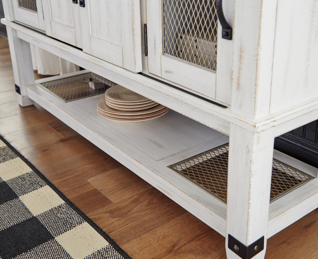 Valebeck Dining Server in White/Brown, detail view