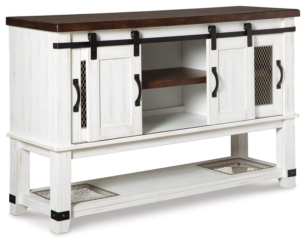 Valebeck Dining Server in White/Brown, open view