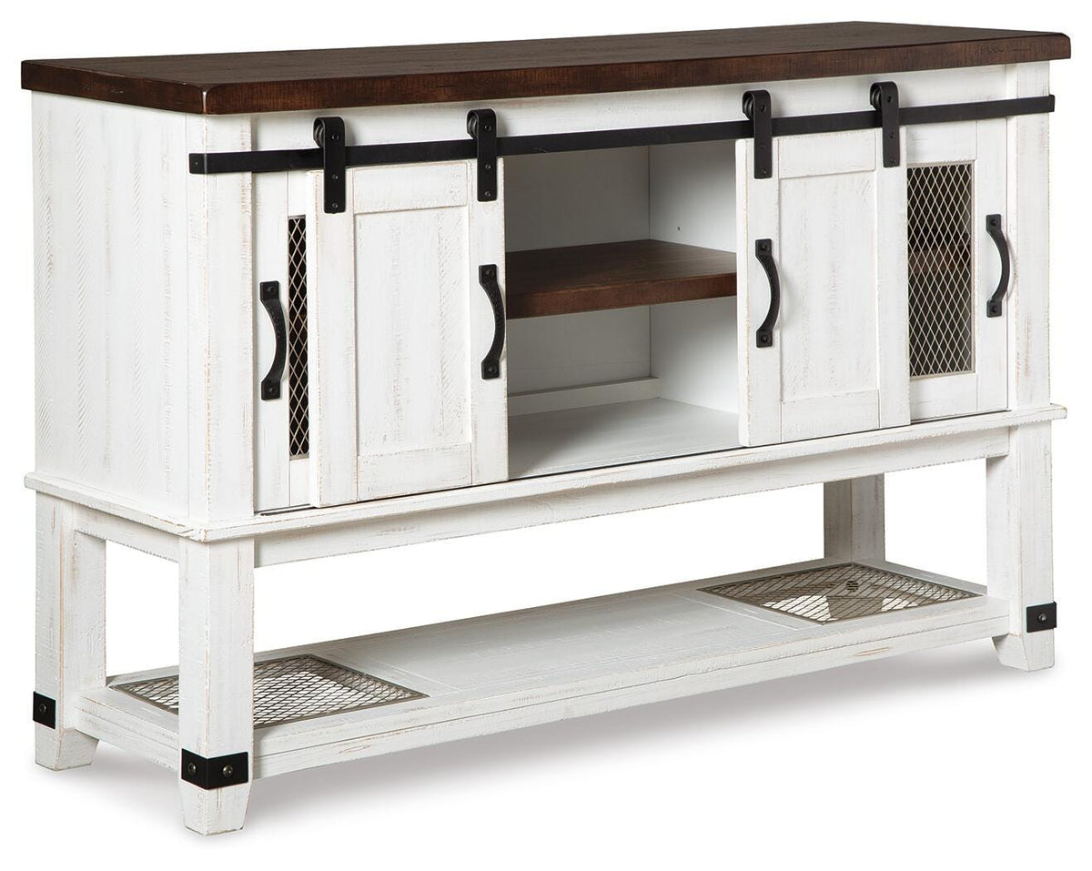 Valebeck Dining Server in White/Brown, open view