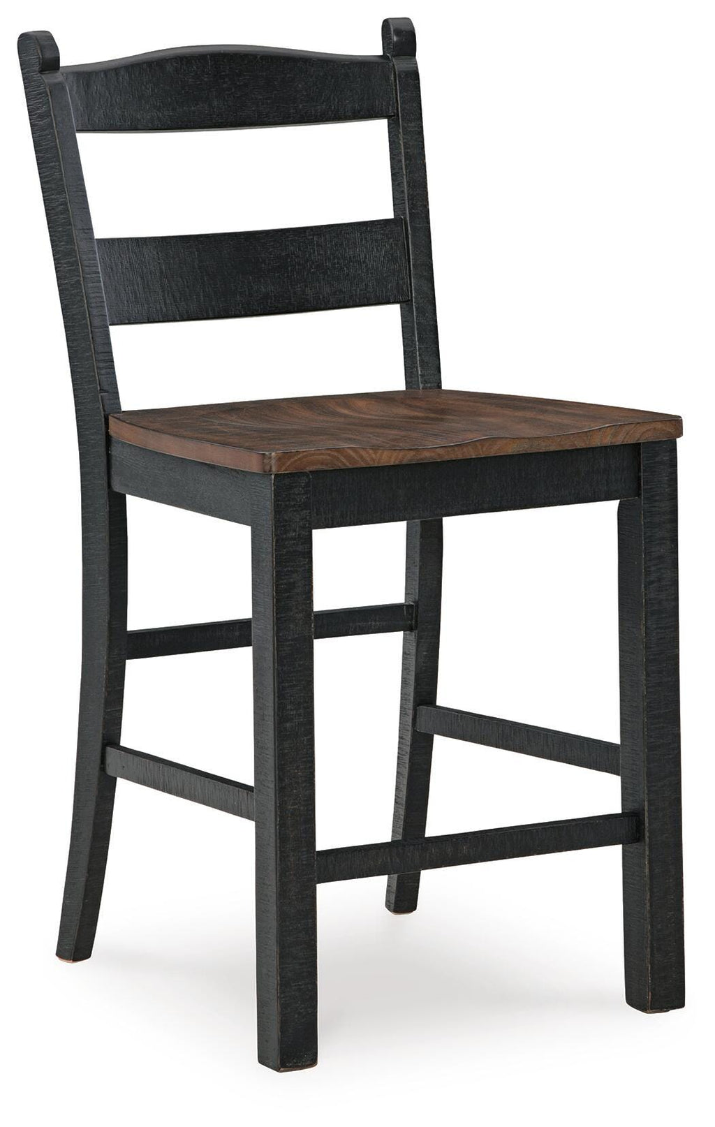Valebeck Counter Height Barstool in Black/Brown, angle view