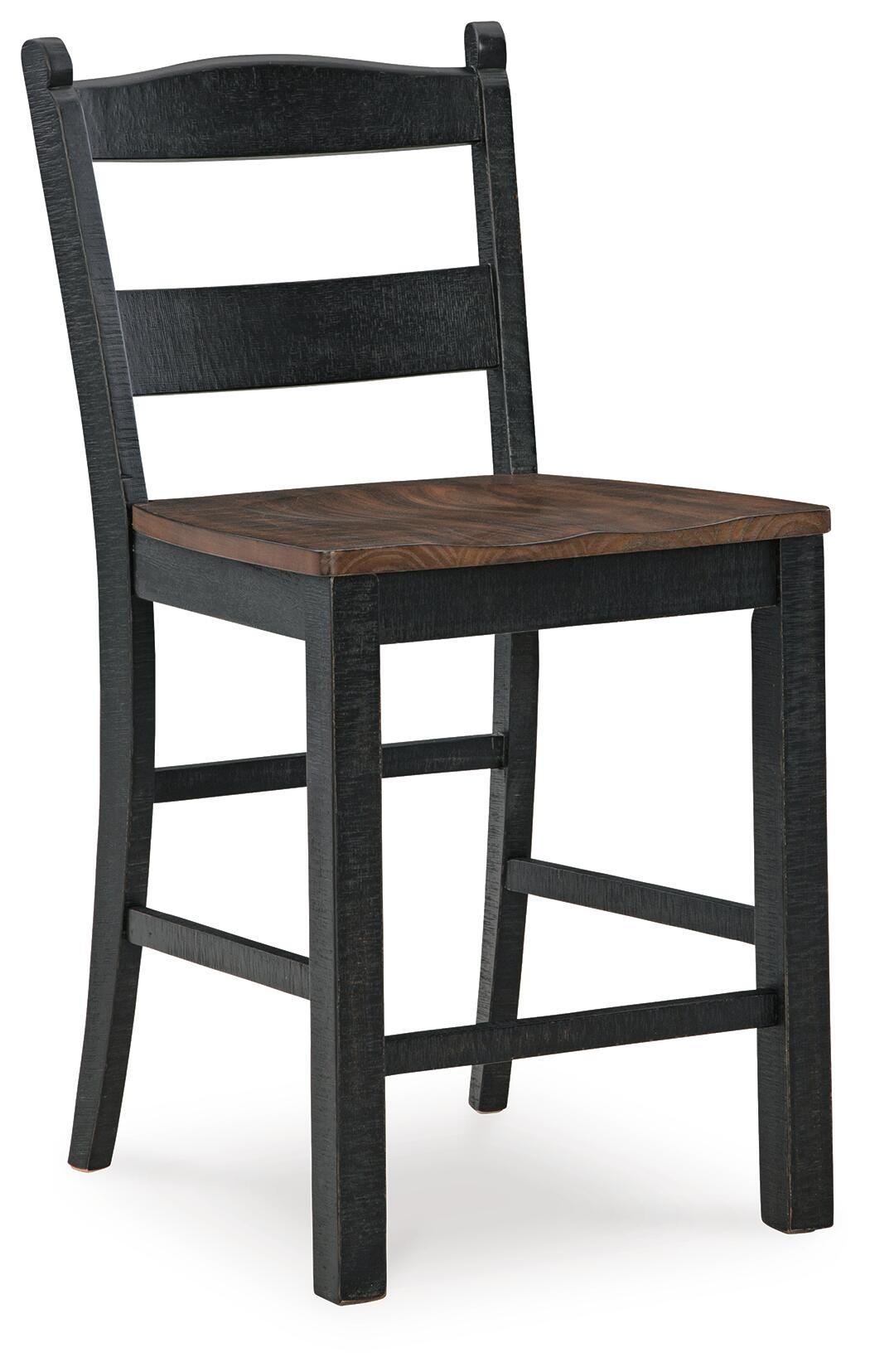 Valebeck Counter Height Barstool in Black/Brown, angle view