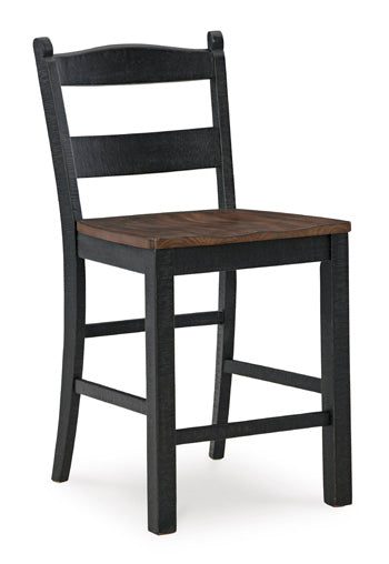Valebeck Counter Height Barstool in Black/Brown, angle view