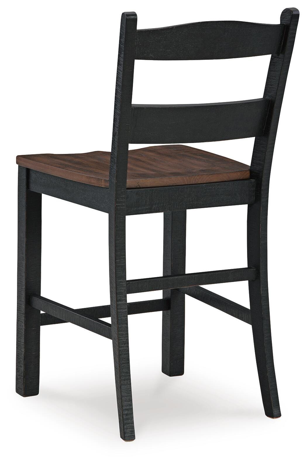 Valebeck Counter Height Barstool in Black/Brown, back view
