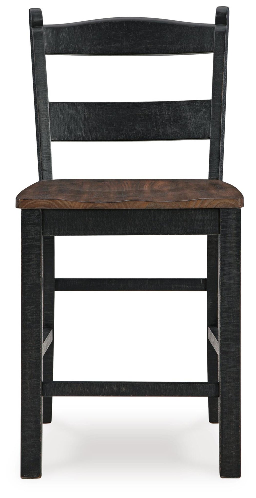 Valebeck Counter Height Barstool in Black/Brown, front view