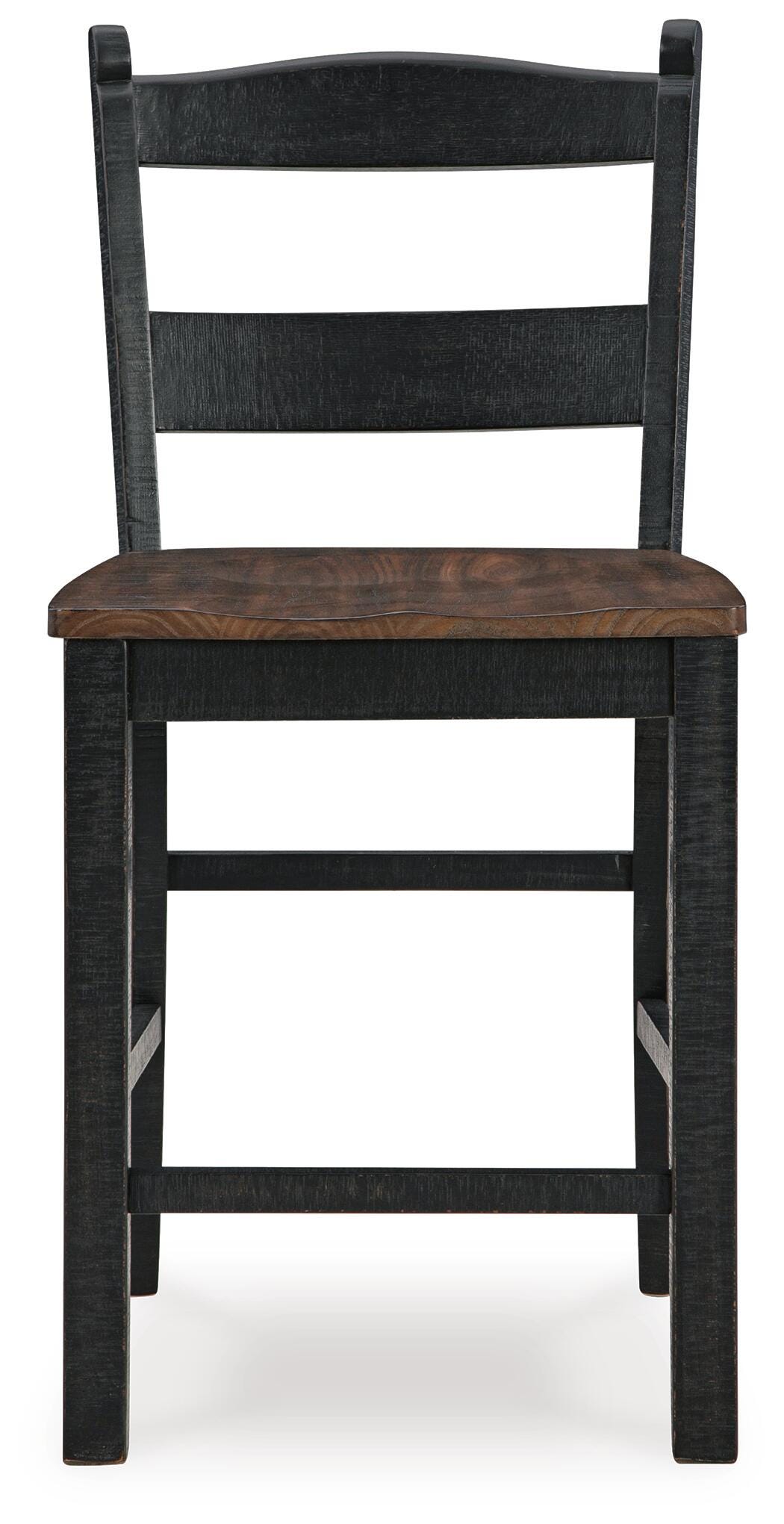 Valebeck Counter Height Barstool in Black/Brown, front view