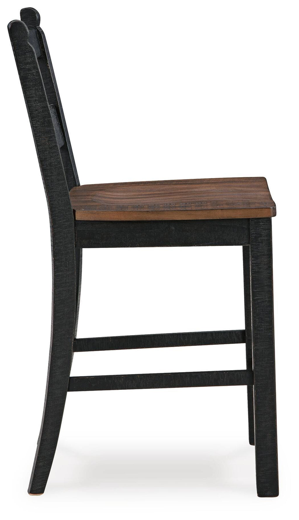 Valebeck Counter Height Barstool in Black/Brown, side view