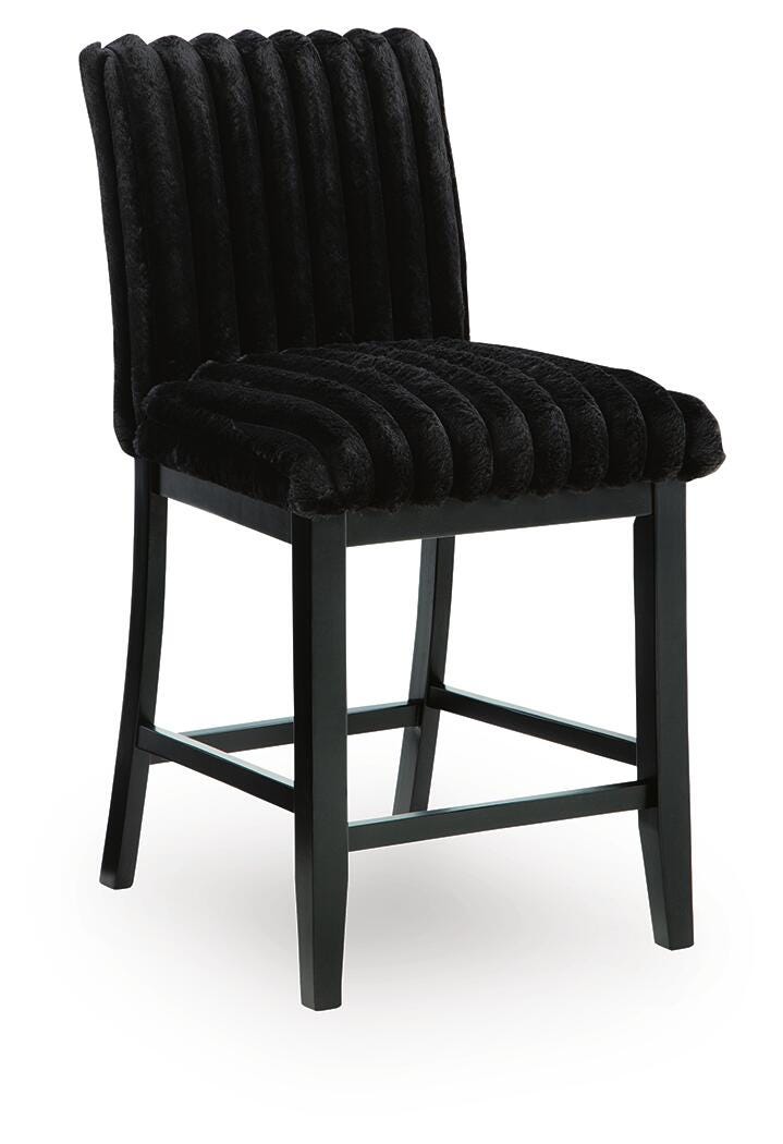 Mervannie Counter Height Barstool in Black, angle view