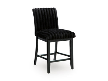 Mervannie Counter Height Barstool in Black, angle view