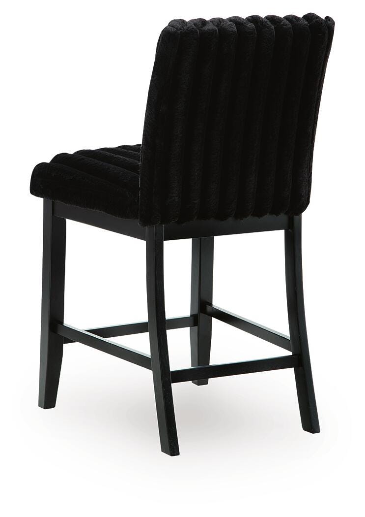 Mervannie Counter Height Barstool in Black, back view