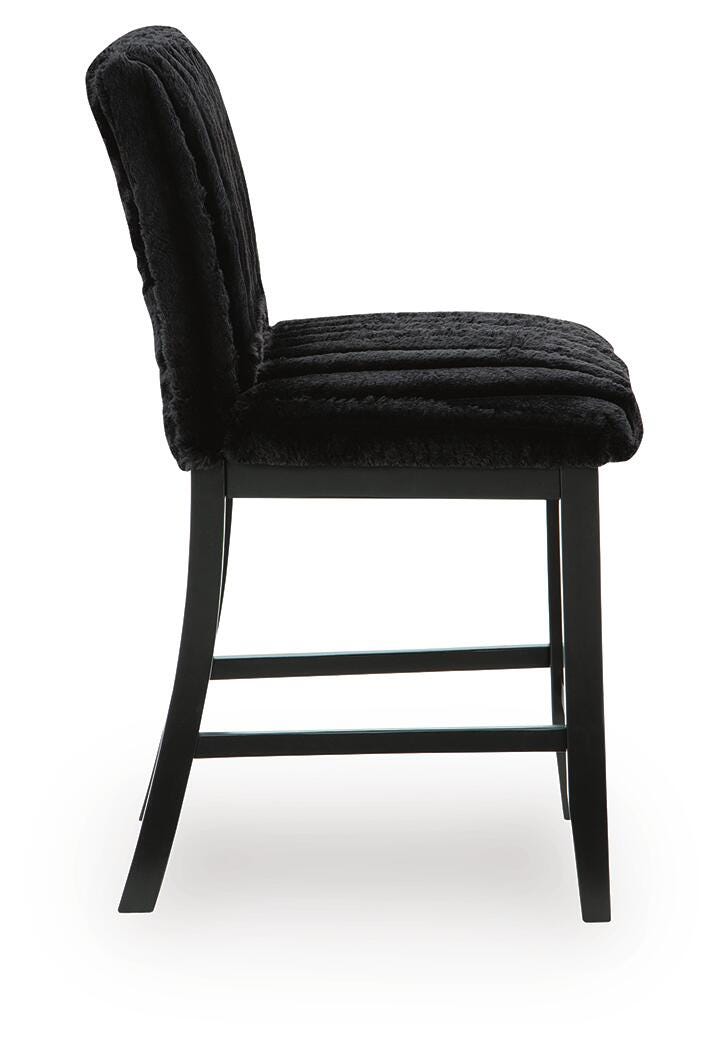 Mervannie Counter Height Barstool in Black, side view