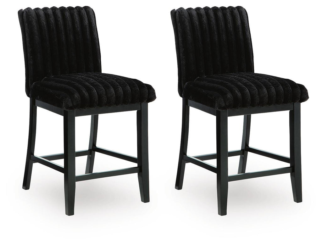 Mervannie Counter Height Barstool in Black, angle view