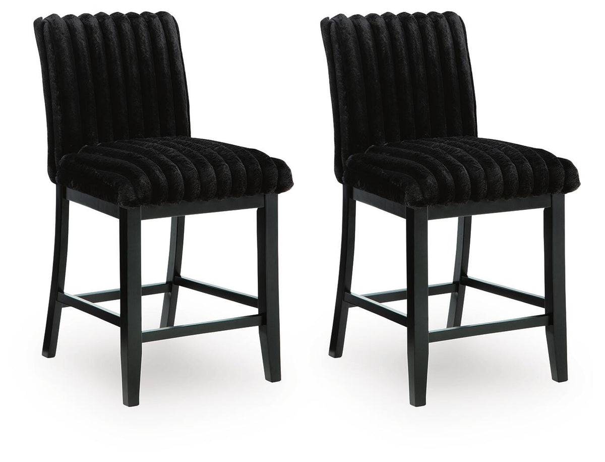Mervannie Counter Height Barstool in Black, angle view