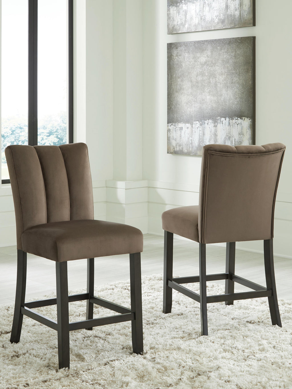 Jeshina Counter Height Barstool in Mocha, lifestyle view