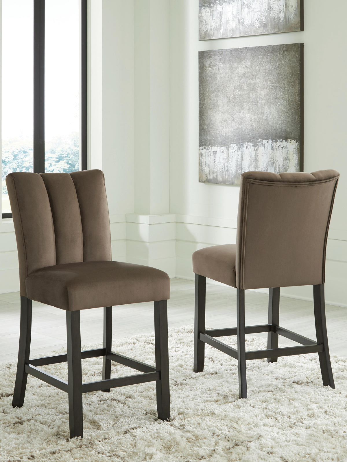 Jeshina Counter Height Barstool in Mocha, lifestyle view