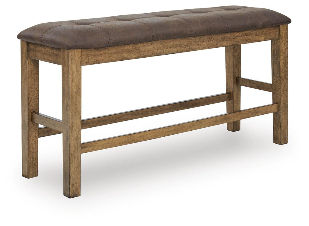 Urbinforte Counter Height Dining Bench in Light Brown, angle view