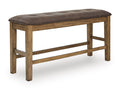 Urbinforte Counter Height Dining Bench in Light Brown, angle view