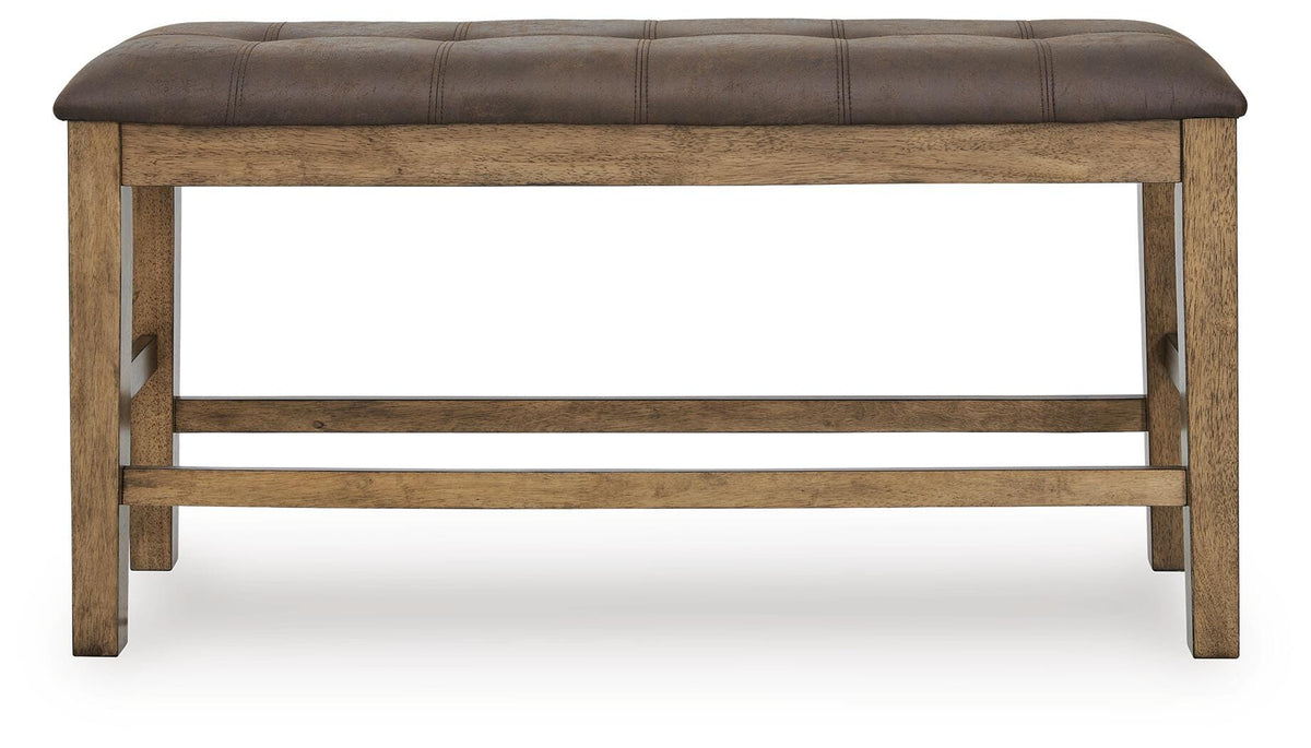 Urbinforte Counter Height Dining Bench in Light Brown, front view